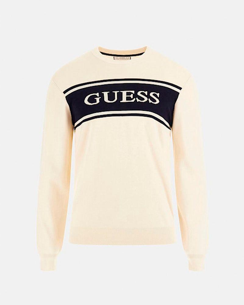 Sweater Guess Hombre Flick Cn Blocking Swtr Blanco-4