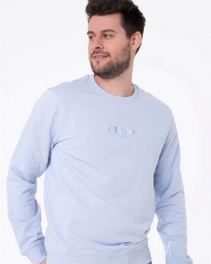 Poleron Guess Hombre Multicolor Logo Cn Sweatshirt Denim-0