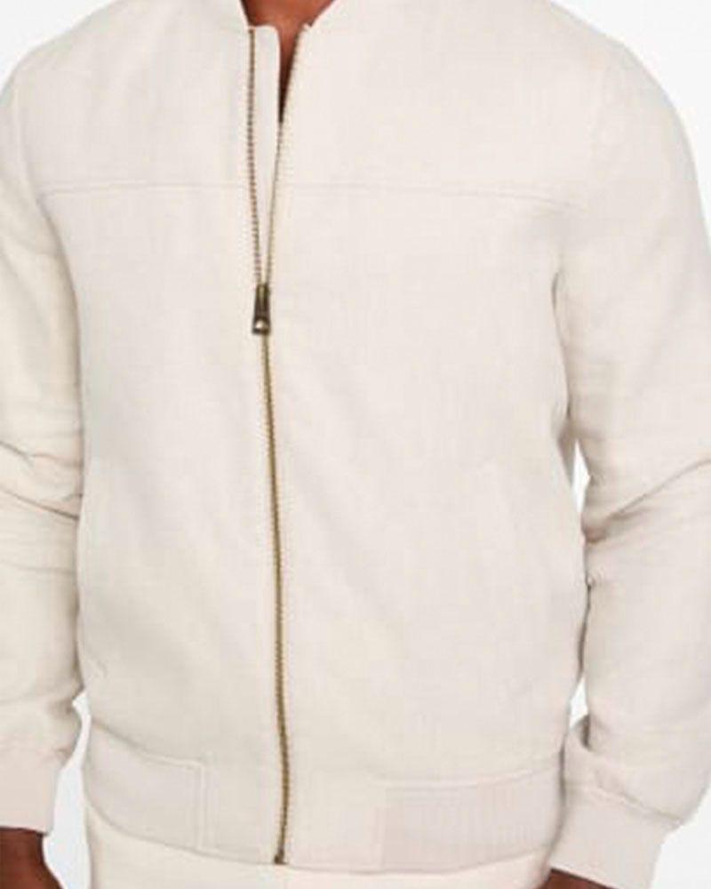 Chaqueta Herringbone Bomber Blanco-2