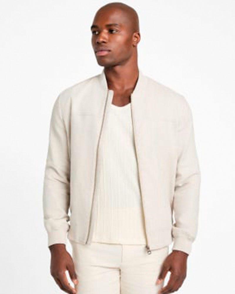 Chaqueta Herringbone Bomber Blanco-3