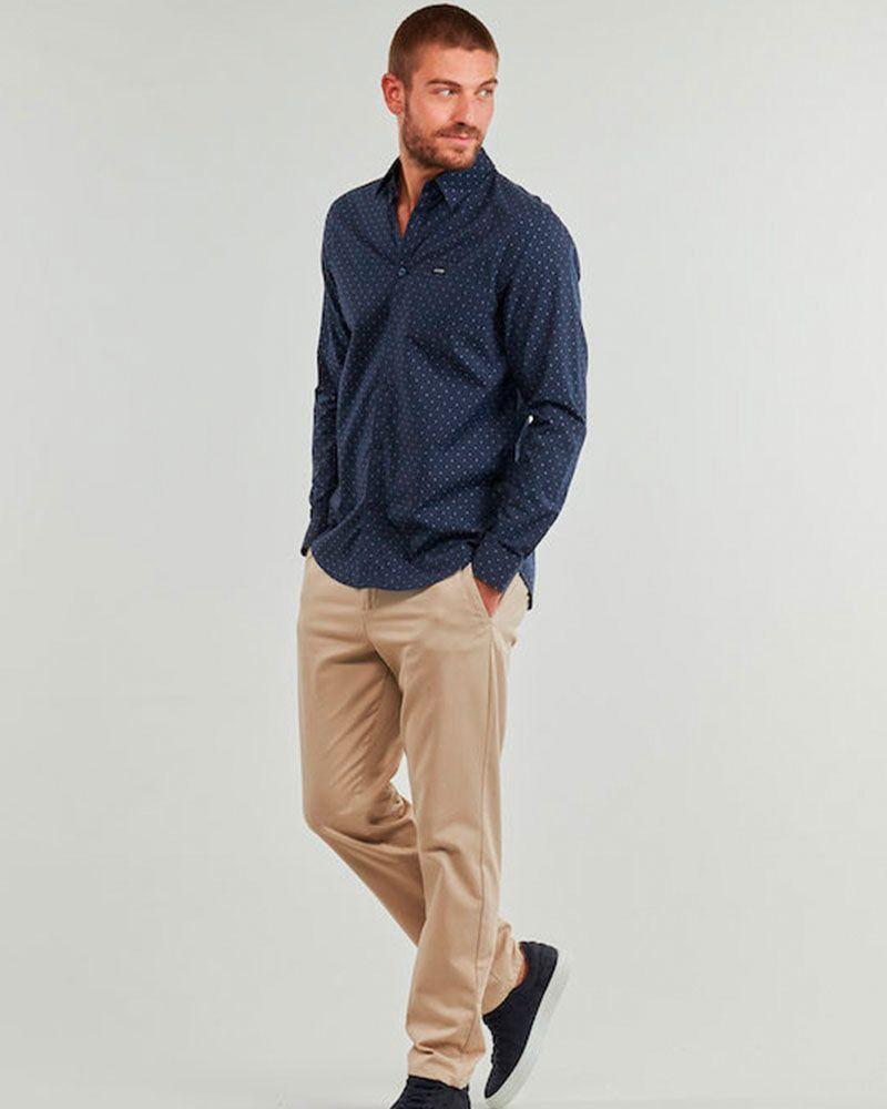 Camisa Guess Hombre Ls Sunset Melange Shirt Azul-1