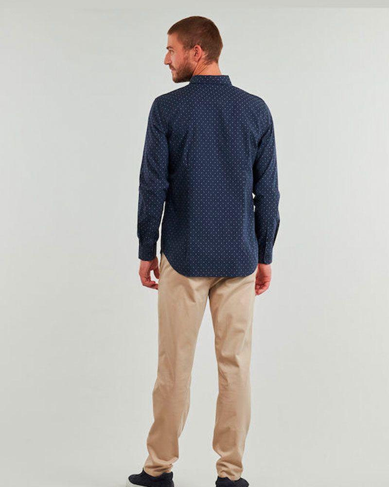Camisa Guess Hombre Ls Sunset Melange Shirt Azul-3