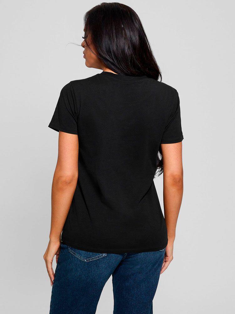Polera Guess Mujer Ss Script Lace Logo Easy Tee Negro-1