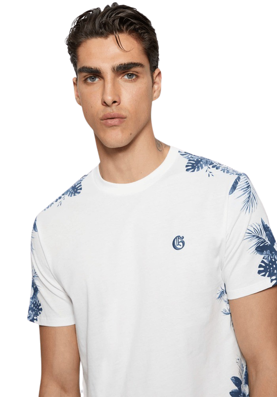 Polera Guess Hombre Ss Bsc Water Color Palms Tee Blanco-0