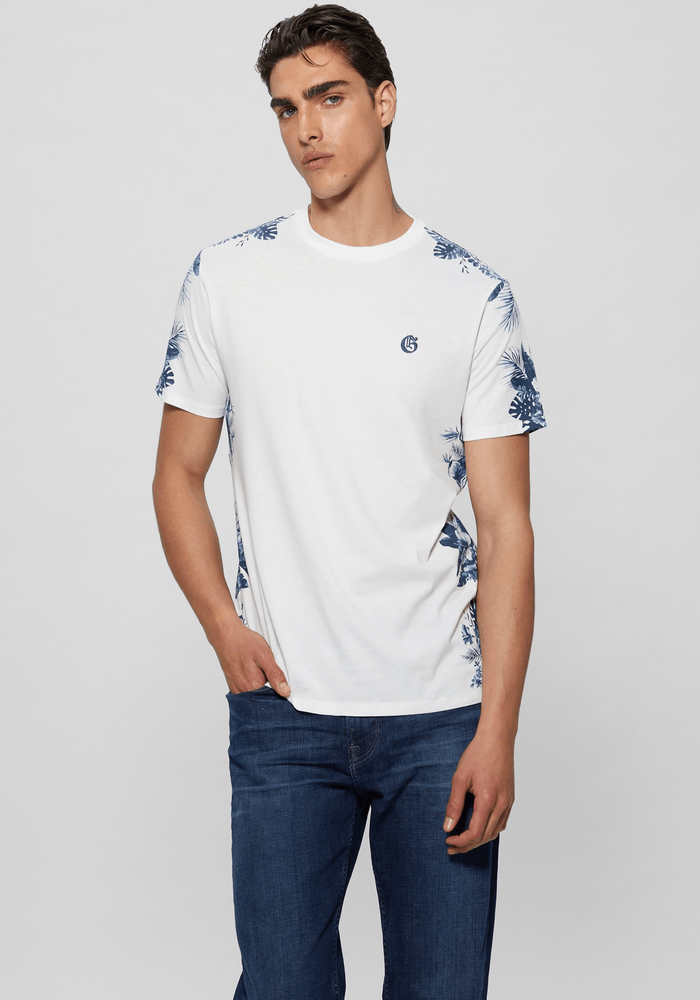Polera Guess Hombre Ss Bsc Water Color Palms Tee Blanco-2