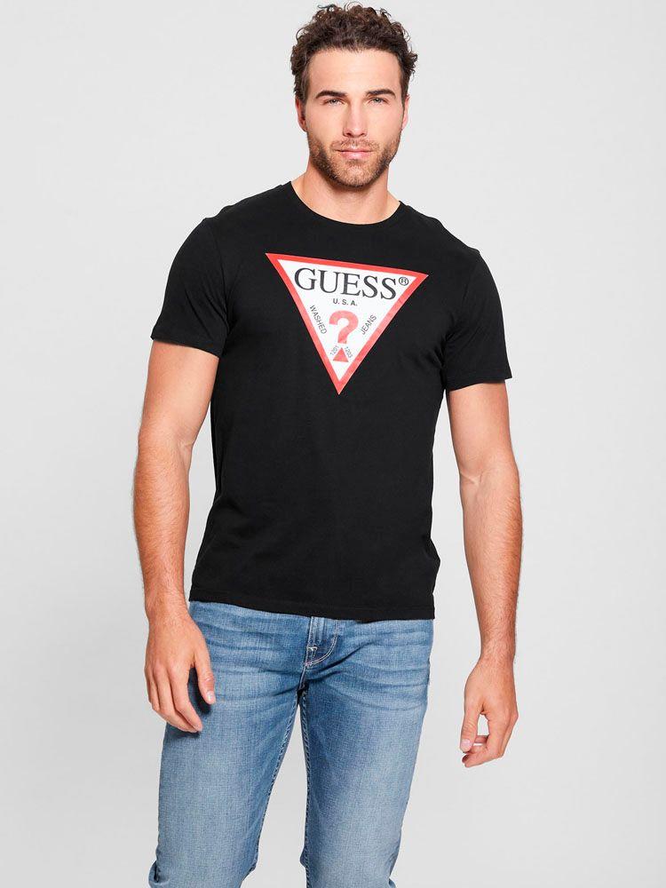 Polera Guess Hombre Ss Bsc Clsc Tri Logo Crw T Negro-0