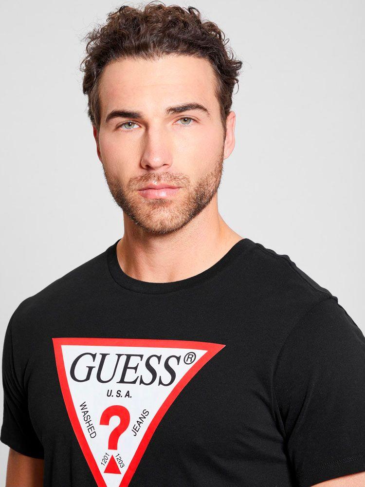 Polera Guess Hombre Ss Bsc Clsc Tri Logo Crw T Negro-2
