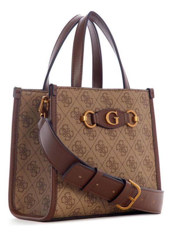 Mini Cartera Guess Mujer Izzy 2 Comp Mini Tote Café-1