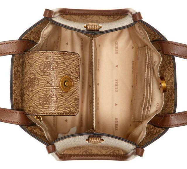 Mini Cartera Guess Mujer Izzy 2 Comp Mini Tote Café-3