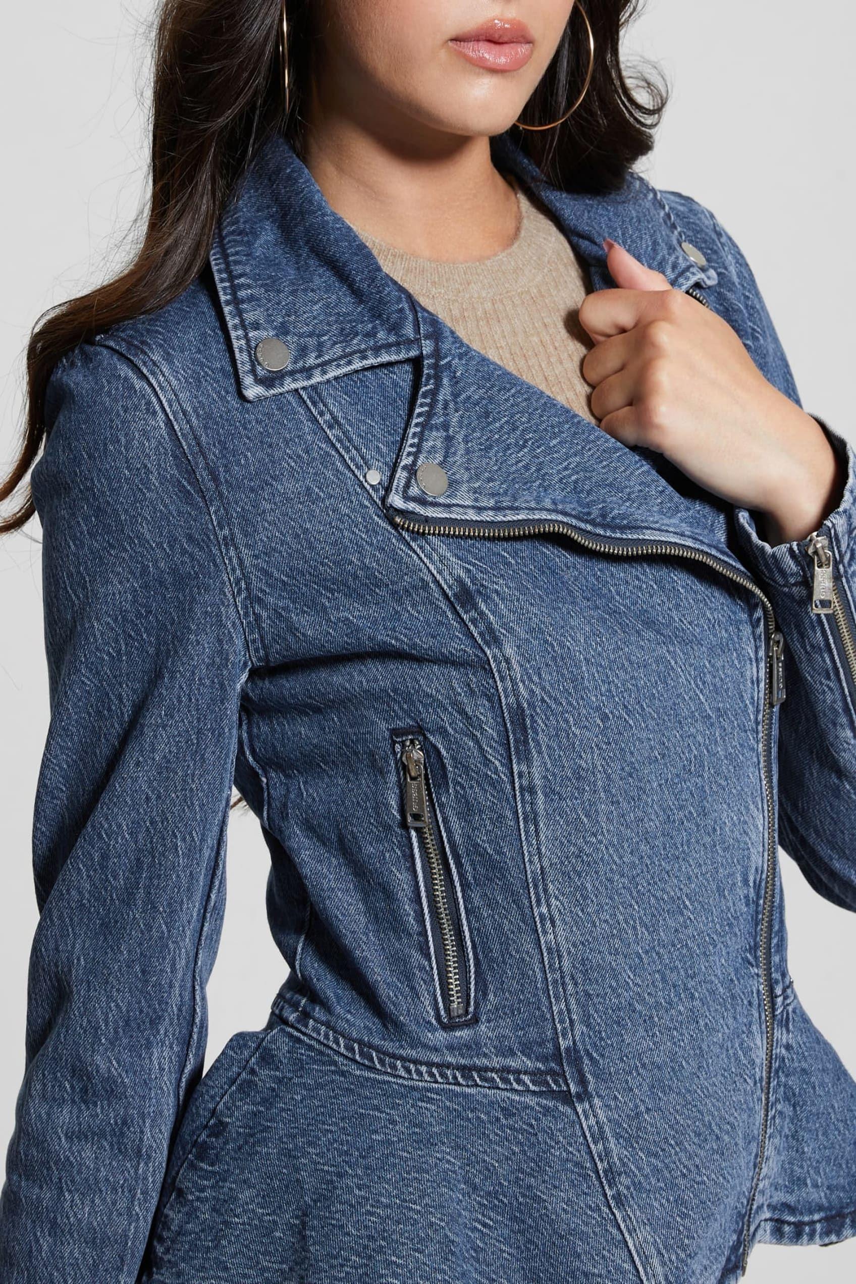 Chaqueta Guess Mujer Ls Mac Peplum Moto Jkt Azul-2