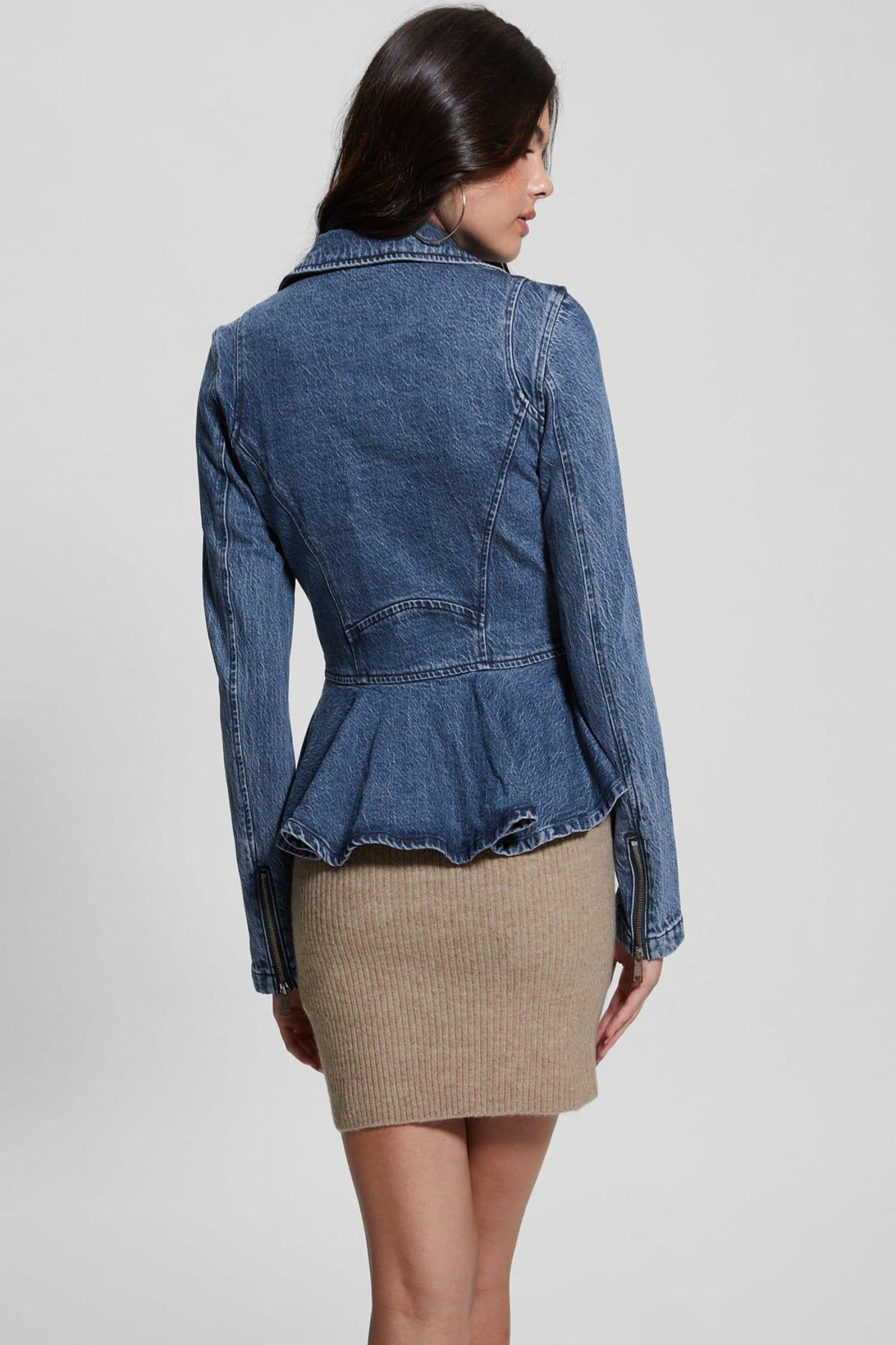 Chaqueta Guess Mujer Ls Mac Peplum Moto Jkt Azul-4