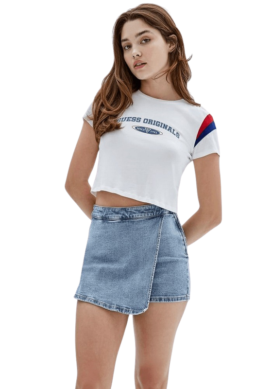 Polera Guess Mujer Go Natashia Crop Baby Tee Blanco-0