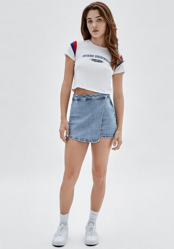 Polera Guess Mujer Go Natashia Crop Baby Tee Blanco-1