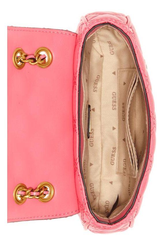 Mini Cartera Guess Mujer Giully Cnvrtble Xbdy Flap Rosado.-3