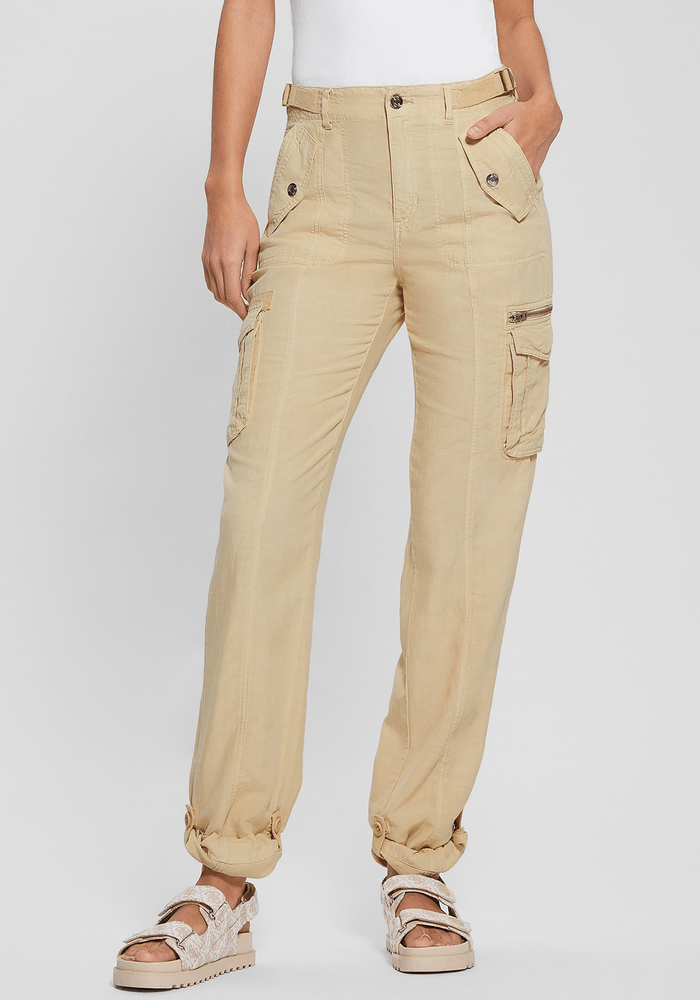 Pantalon Guess Mujer Nessi Cargo Beige-1