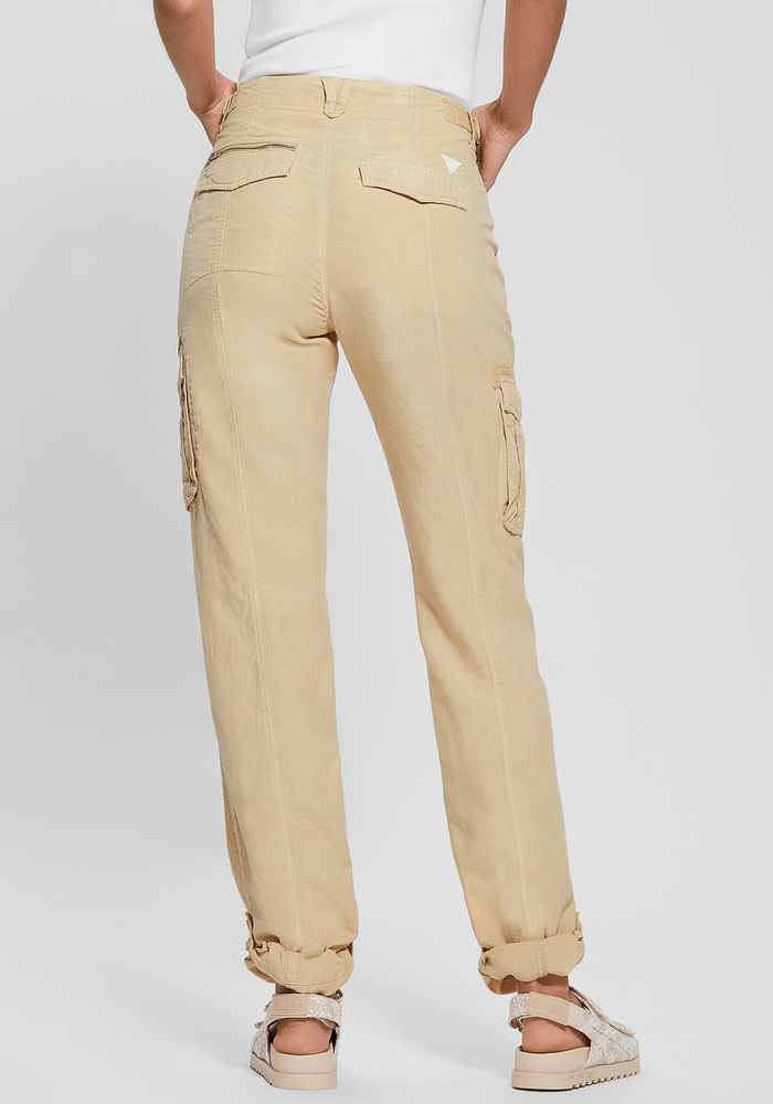 Pantalon Guess Mujer Nessi Cargo Beige-3