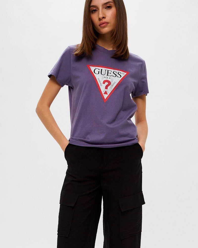 Polera Guess Mujer Ss Classic Fit Logo Tee Morado-1