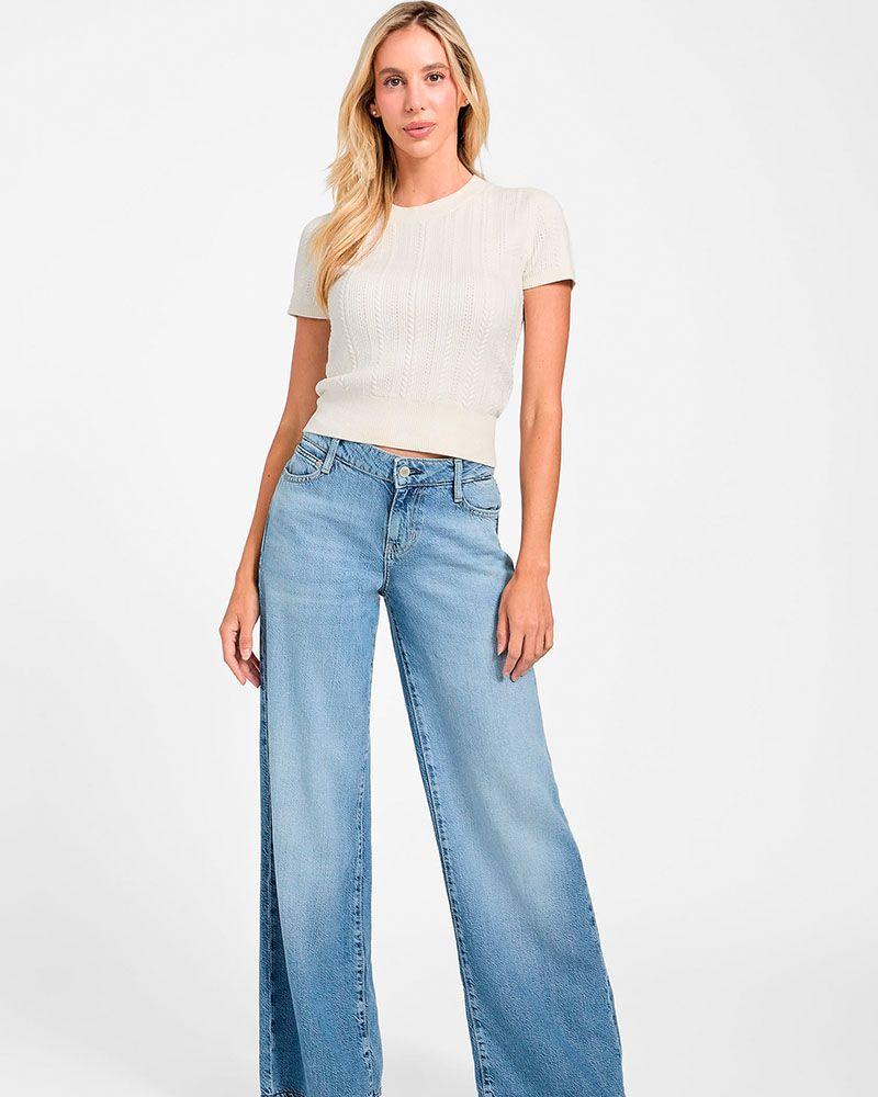 Sweater Guess Mujer Ss Chenille Marcie Cable Blanco-3