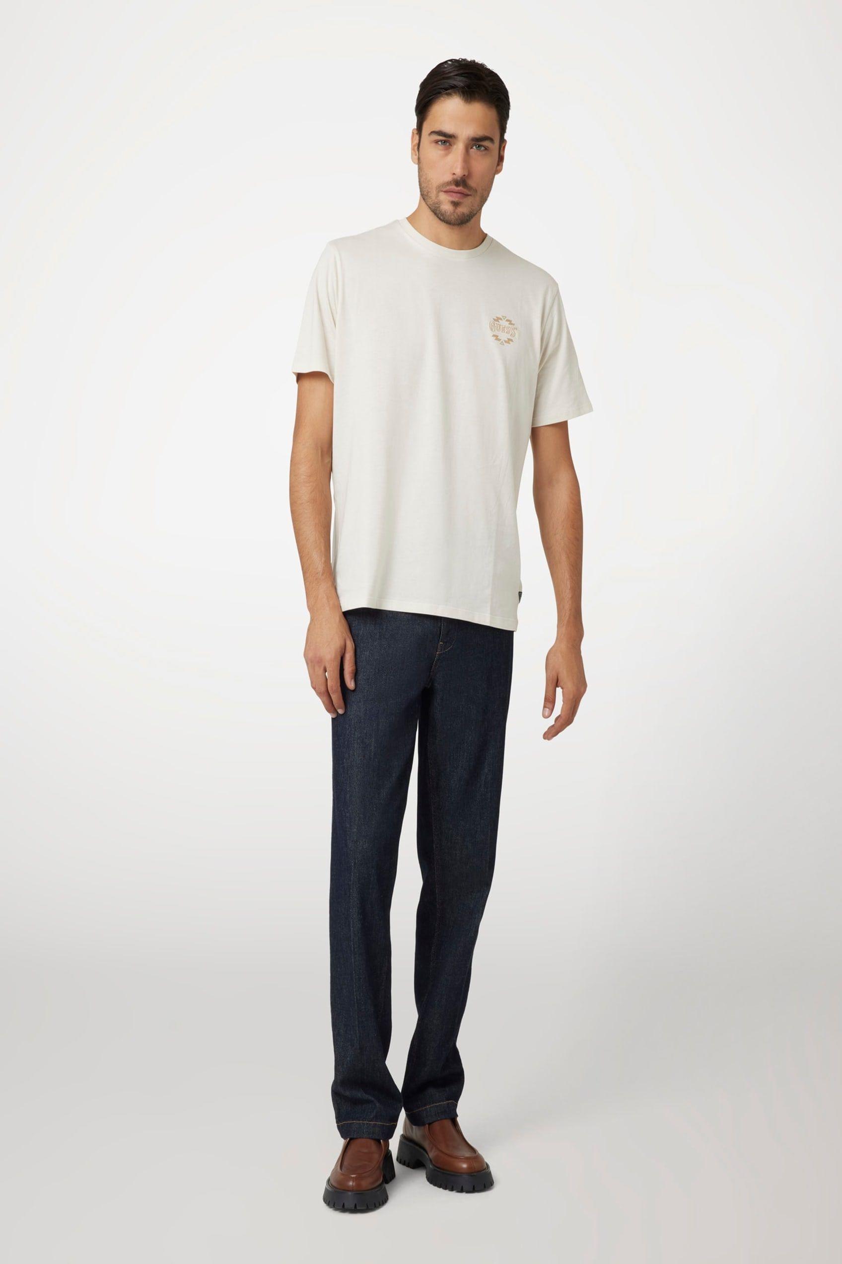 Polera Guess Hombre Ss Bsc Santa Fe Tee Crema-1