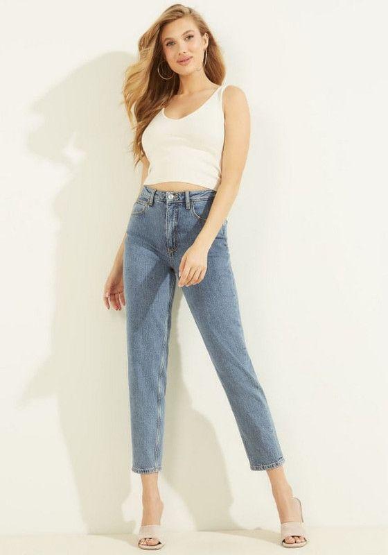 Jeans Guess Mujer Mom Celeste. -3