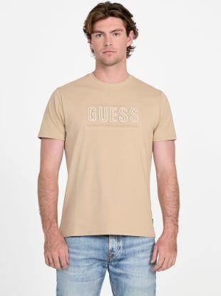 Polera Ss Bsc Guess Embossed Logo Tee Beige-0