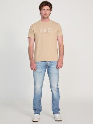Polera Ss Bsc Guess Embossed Logo Tee Beige-1