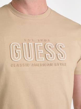 Polera Ss Bsc Guess Embossed Logo Tee Beige-2