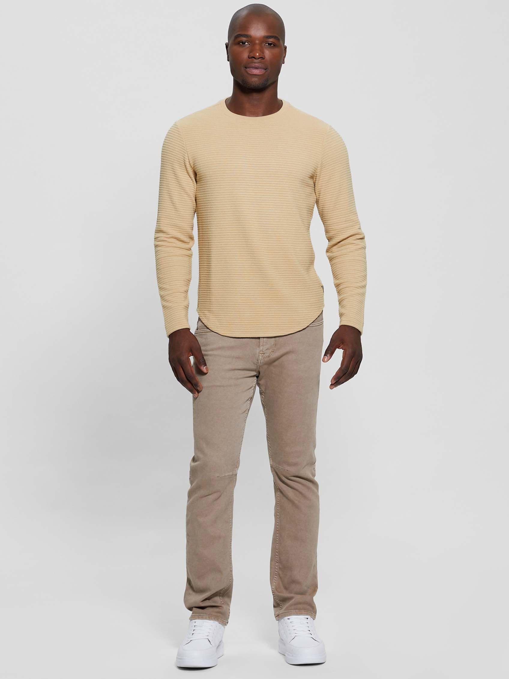 Polera Guess Hombre Ls Hudson Linear Texture Crew Café-1