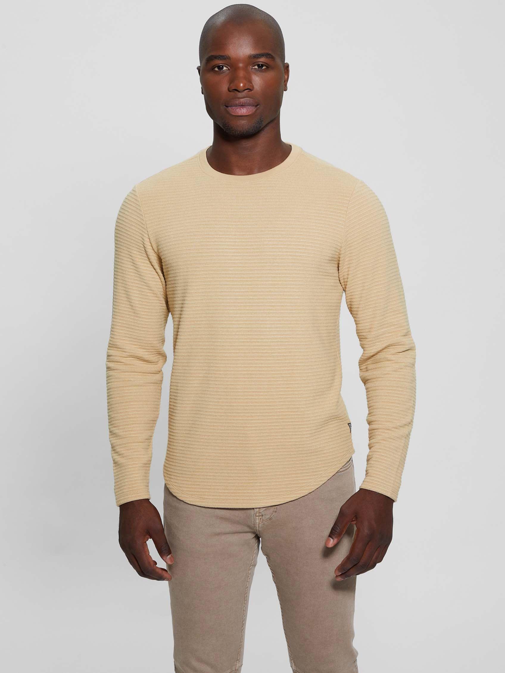 Polera Guess Hombre Ls Hudson Linear Texture Crew Café-4