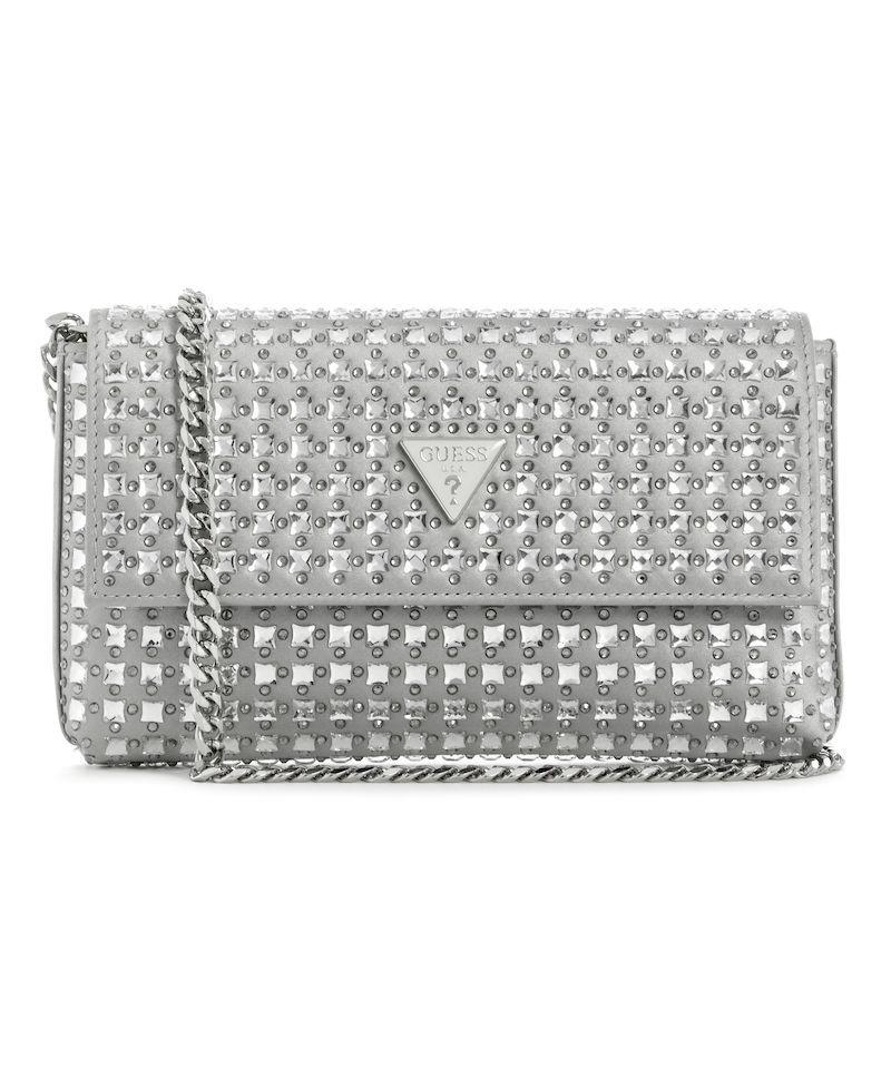 Cartera Zalina Flap Clutch Plateado-0