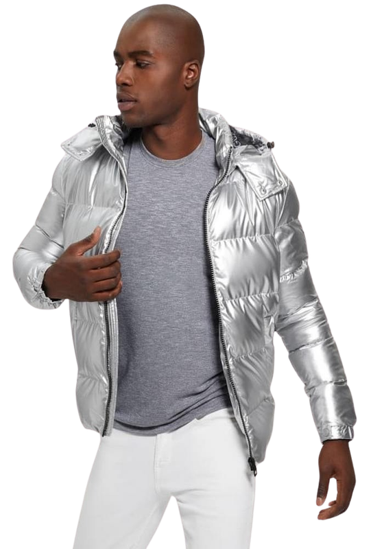 Chaqueta Guess Hombre Metallized Puffa Jacket Plateado-0