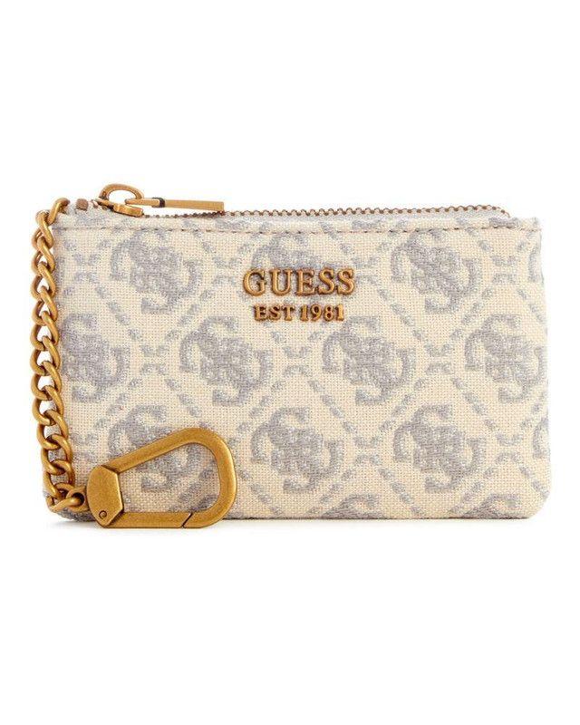 Billetera Guess Mujer Izzy Slg Zip Pouch Crema-2