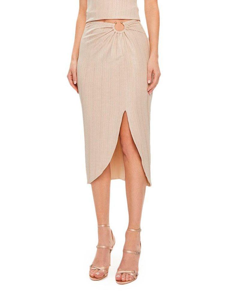 Falda Guess Mujer Cristina Midi Skirt Beige-0