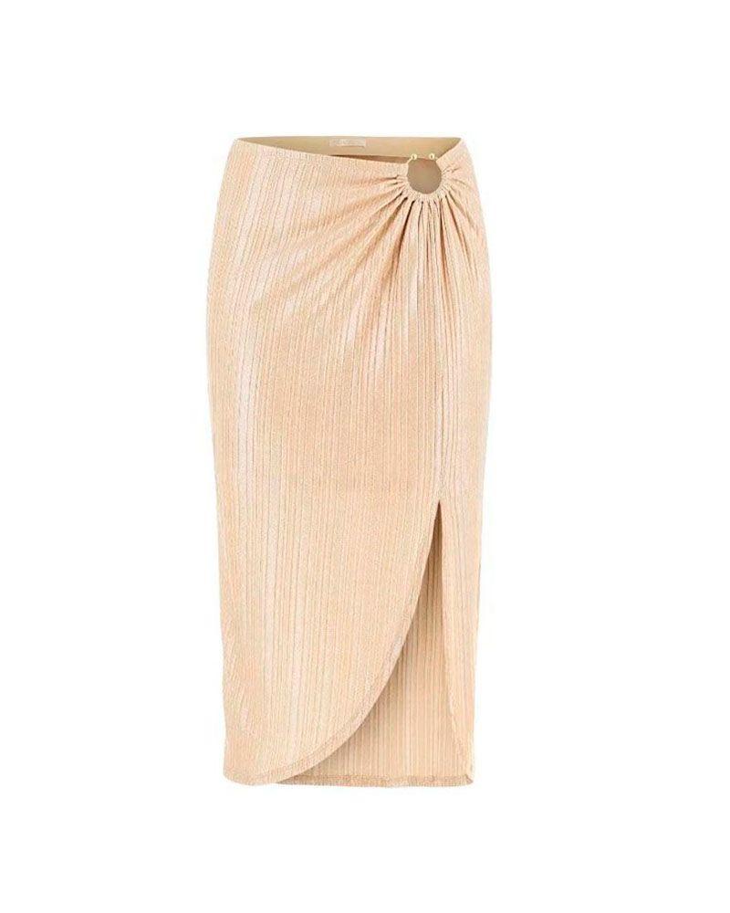 Falda Guess Mujer Cristina Midi Skirt Beige-4