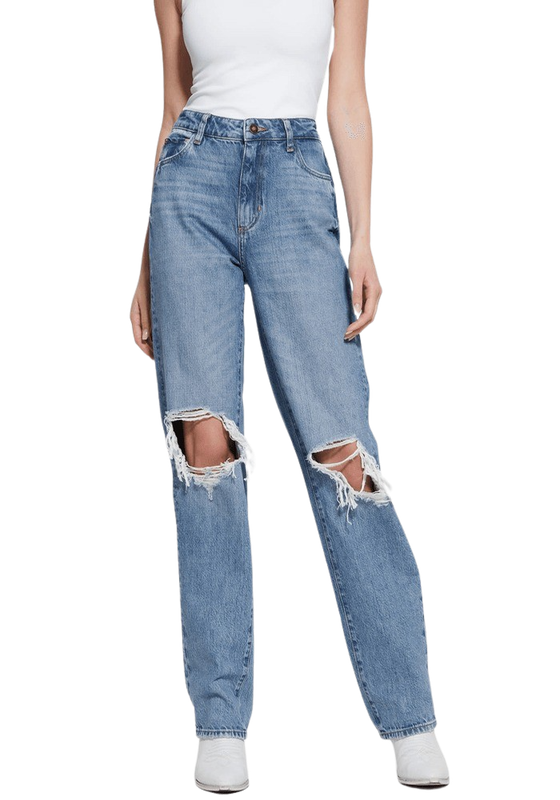 Jeans Guess Mujer Relaxed Straight Celeste-0