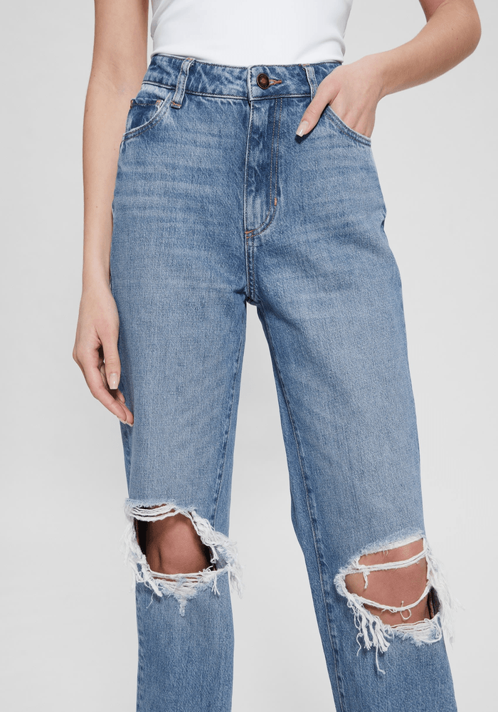 Jeans Guess Mujer Relaxed Straight Celeste-2