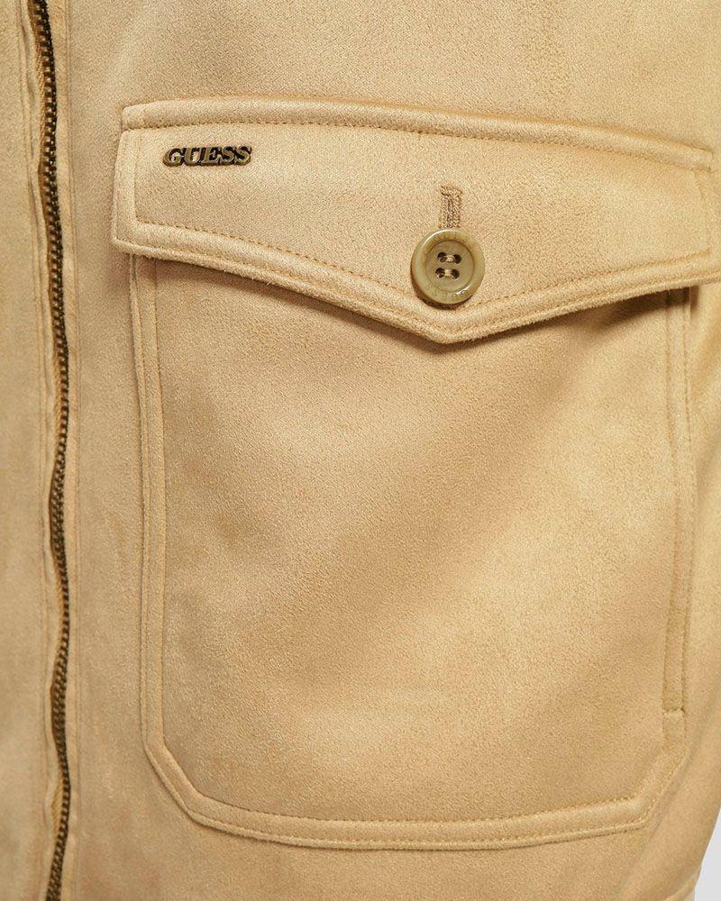 Chaqueta Guess Hombre Suede Trucker Café claro-2