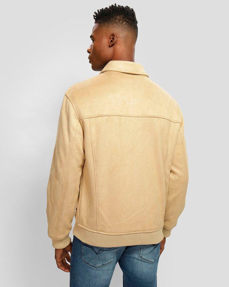 Chaqueta Guess Hombre Suede Trucker Café claro-3