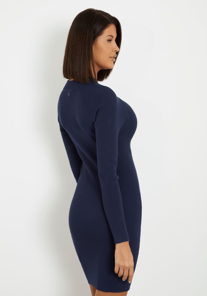 Vestido Guess Mujer Ls Mock Nk Cut Out Cambria Drs Azul-2