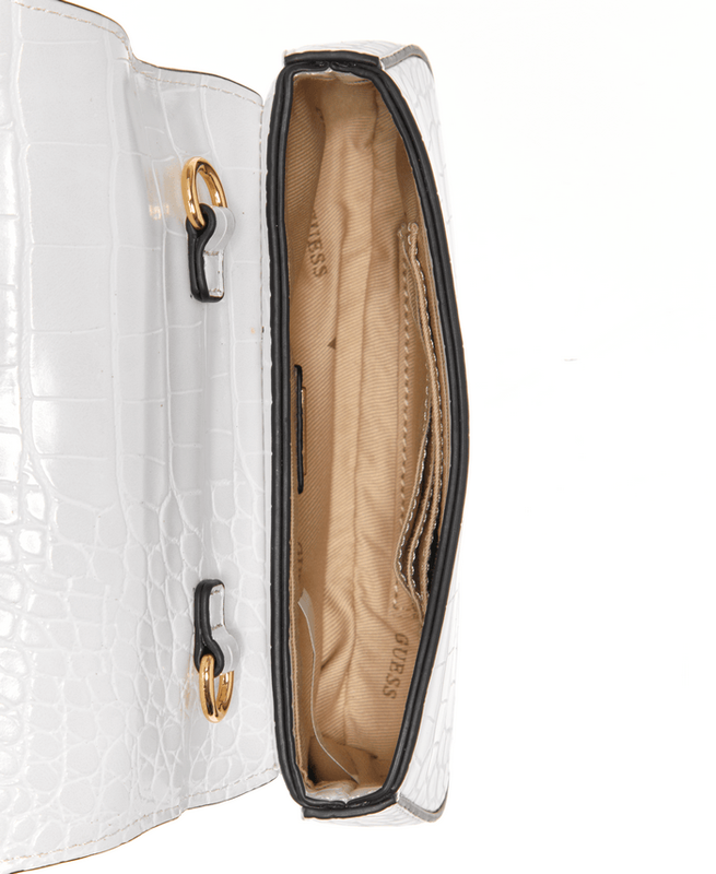 Mini Cartera Guess Mujer Nell Croc Micro Mini Flap Blanco-2