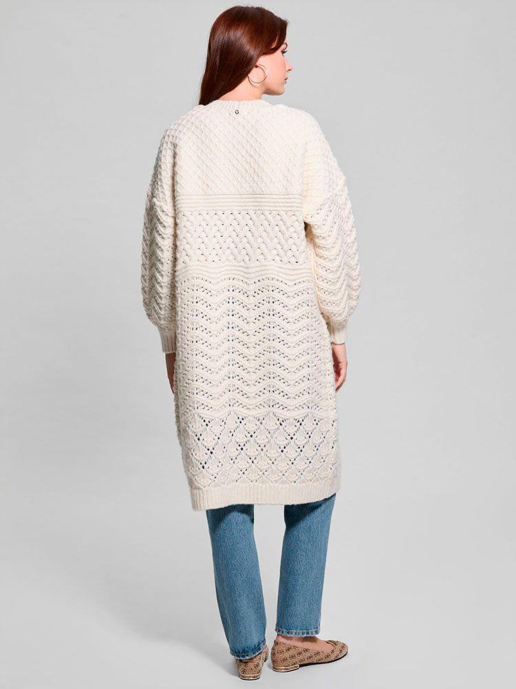 Sweater Guess Mujer Ls Mix Stitch Valeria Cardigan Blanco-6