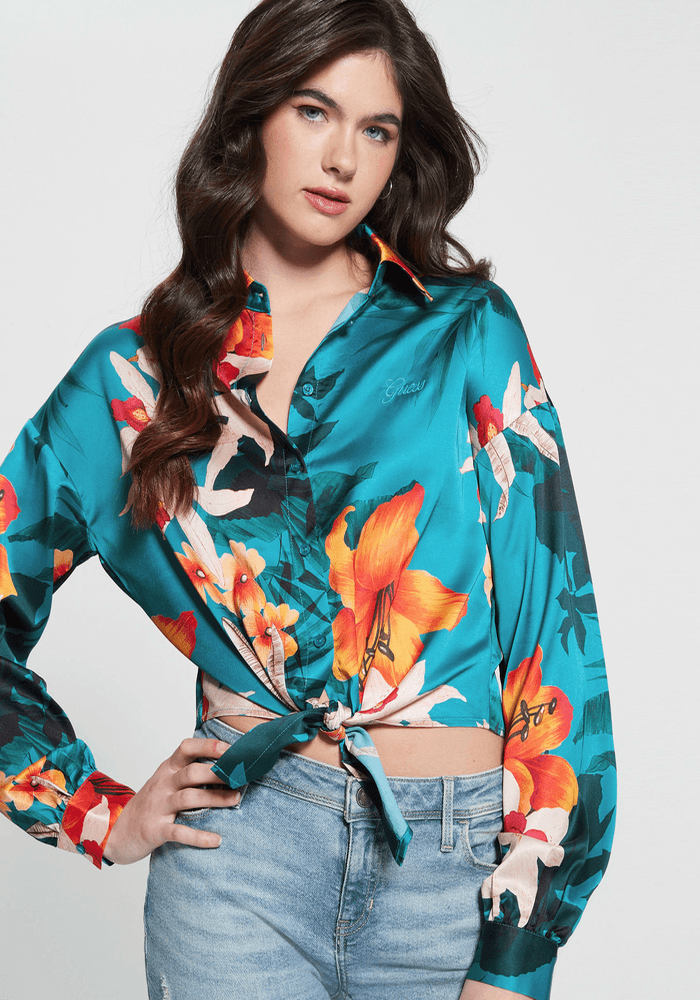 Blusa Guess Mujer Ls Bowed Jun Shirt Multicolor-2
