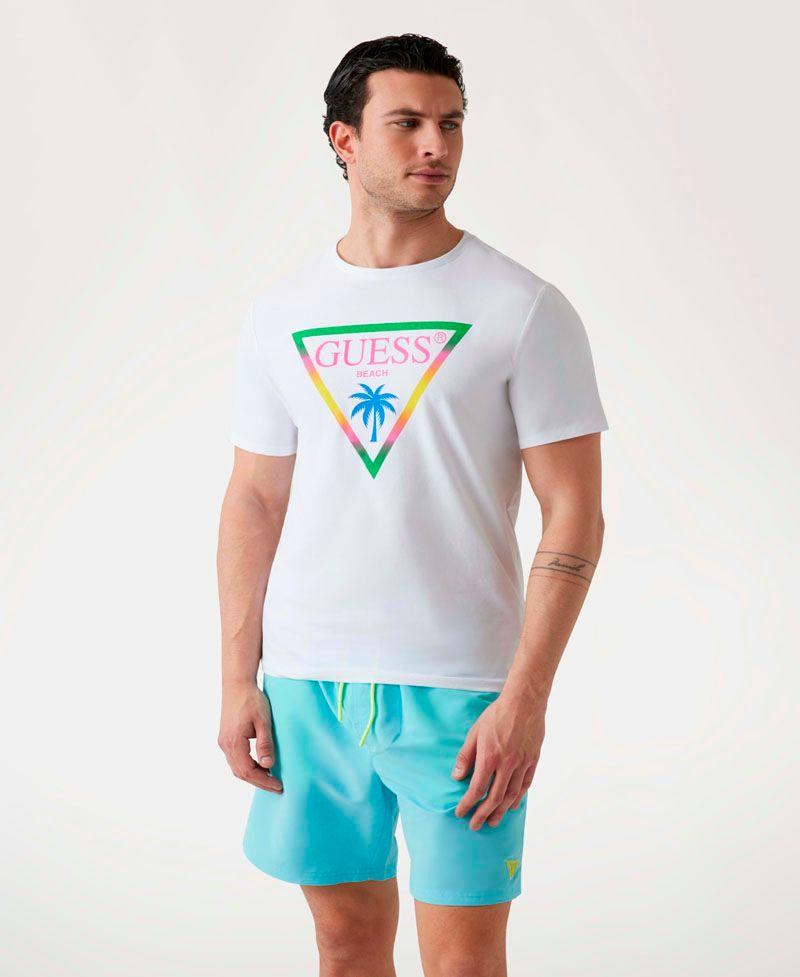 Polera Guess Hombre Ss Cn Triangle Palm Tee Blanco-0