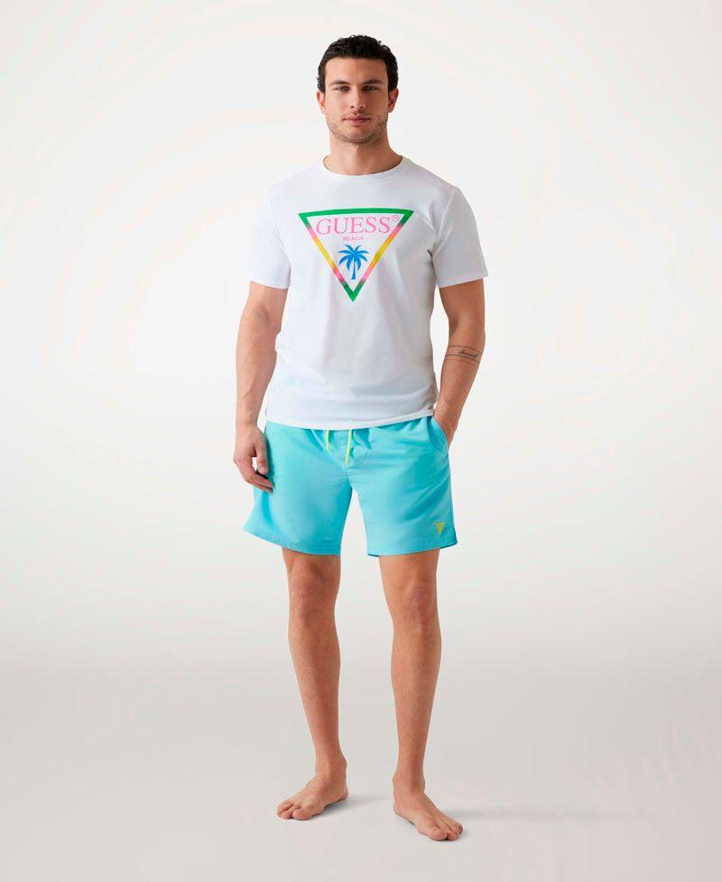 Polera Guess Hombre Ss Cn Triangle Palm Tee Blanco-1