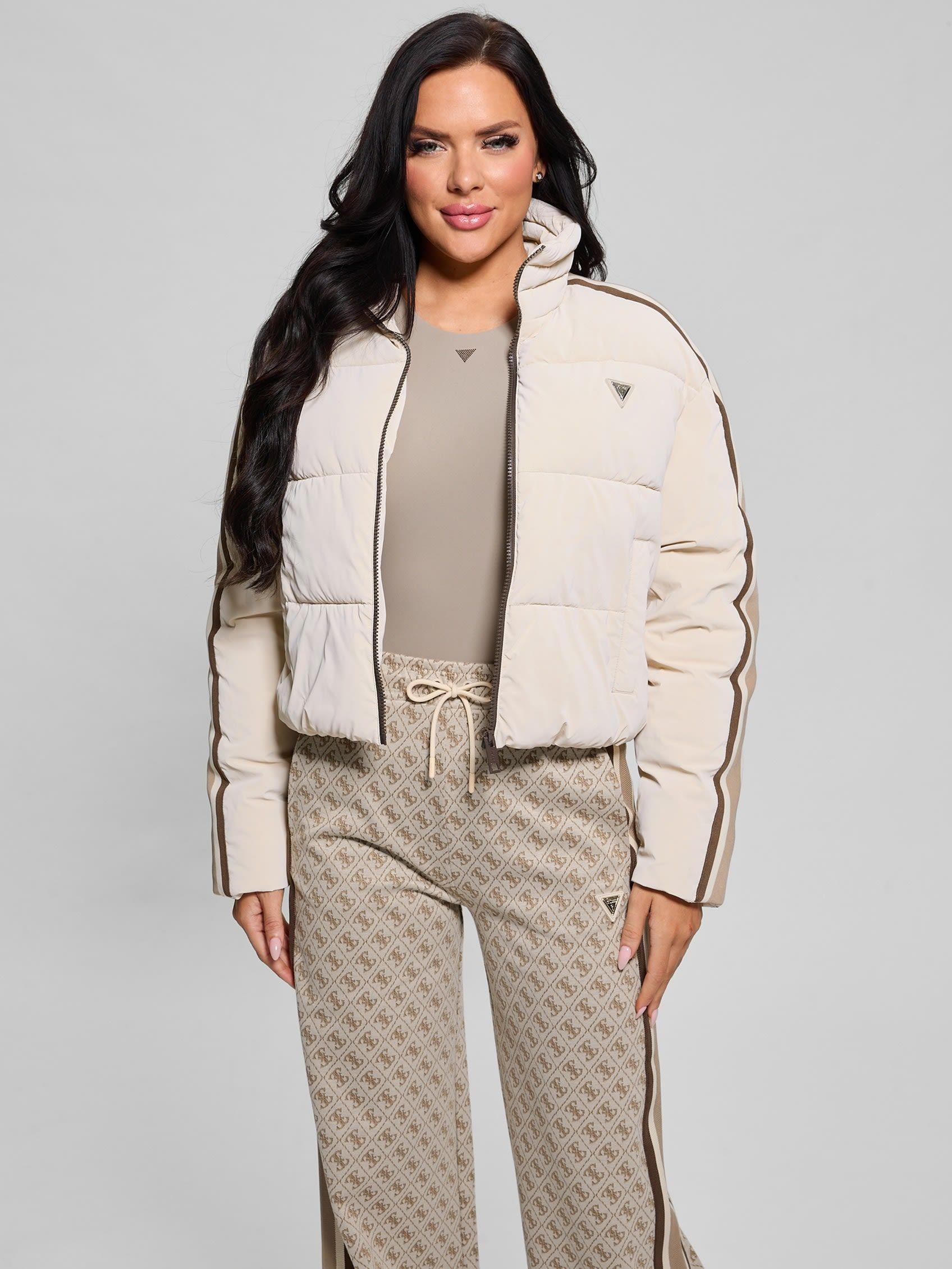 Chaqueta Guess Mujer Jean Puffer Jacket Café-3