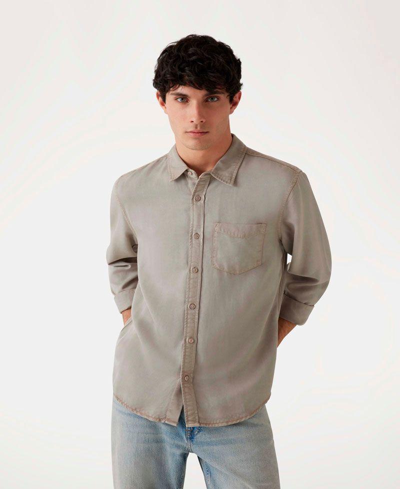 Camisa Guess Hombre Ls Bowie Tencel Shirt Beige-0
