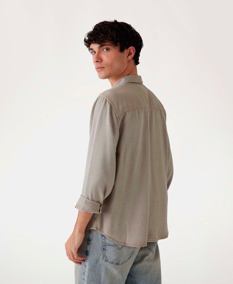 Camisa Guess Hombre Ls Bowie Tencel Shirt Beige-2