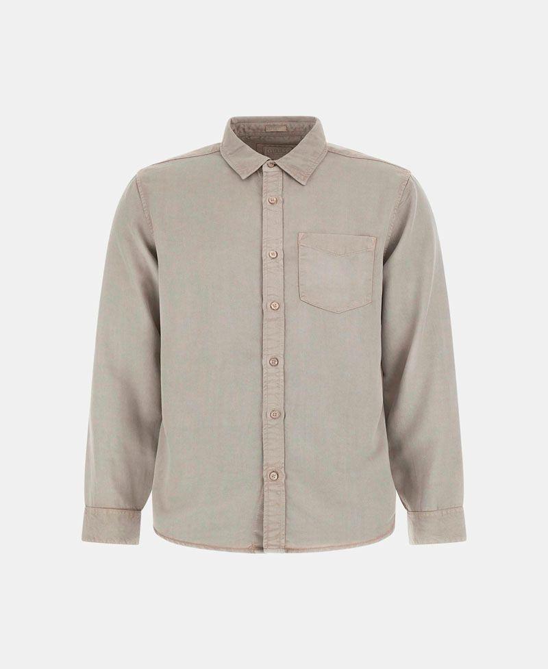 Camisa Guess Hombre Ls Bowie Tencel Shirt Beige-4