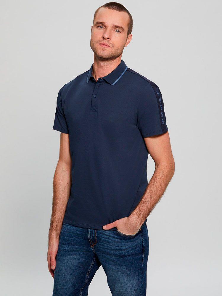 Polera Guess Hombre Ss Paul Pique Tape Polo Azul-2