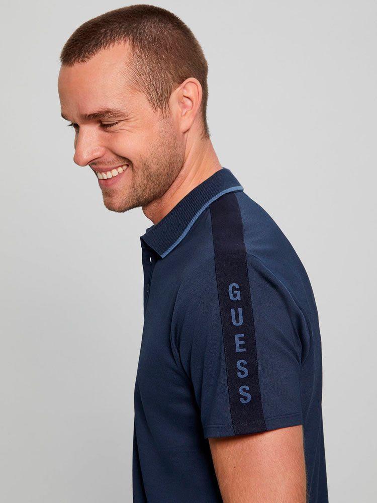 Polera Guess Hombre Ss Paul Pique Tape Polo Azul-4